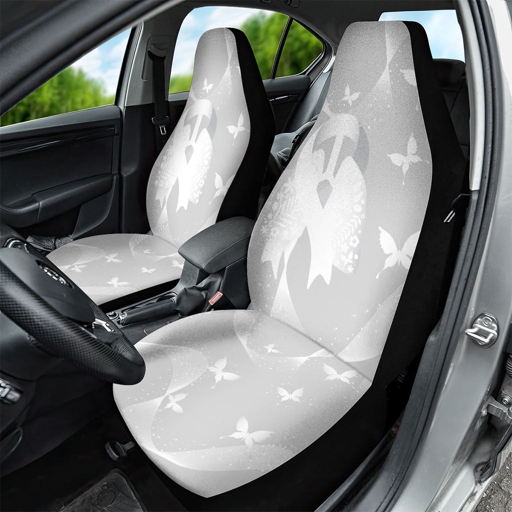 Australia Lung Cancer Support Car Seat Cover Butterfly White Ribbon Art