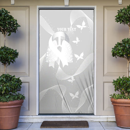 Australia Lung Cancer Support Personalised Door Cover Butterfly White Ribbon Art