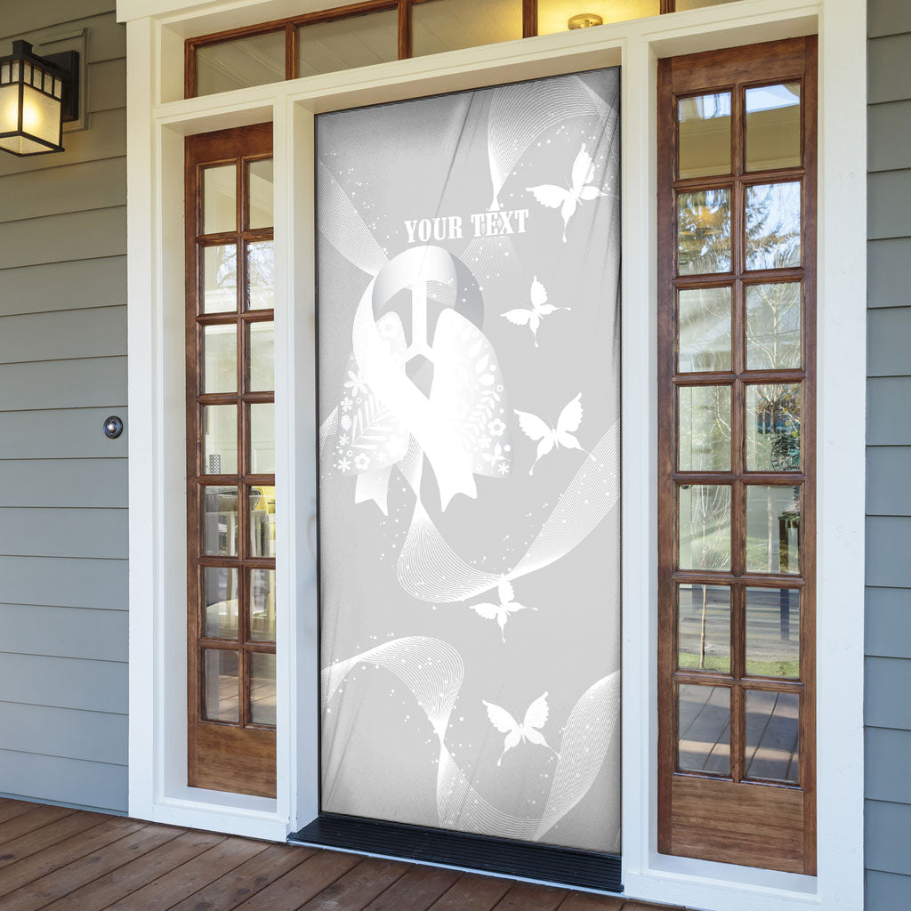 Australia Lung Cancer Support Personalised Door Cover Butterfly White Ribbon Art