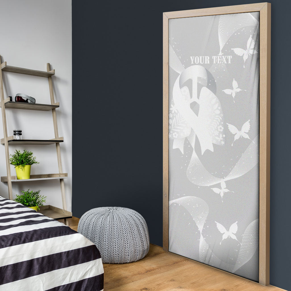 Australia Lung Cancer Support Personalised Door Cover Butterfly White Ribbon Art