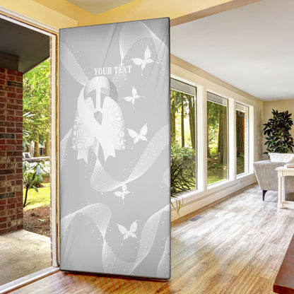 Australia Lung Cancer Support Personalised Door Cover Butterfly White Ribbon Art
