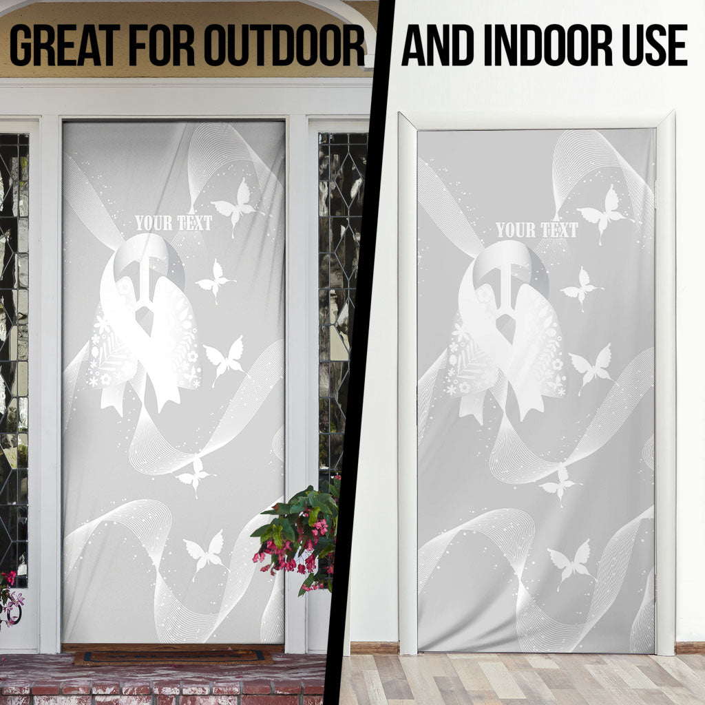 Australia Lung Cancer Support Personalised Door Cover Butterfly White Ribbon Art