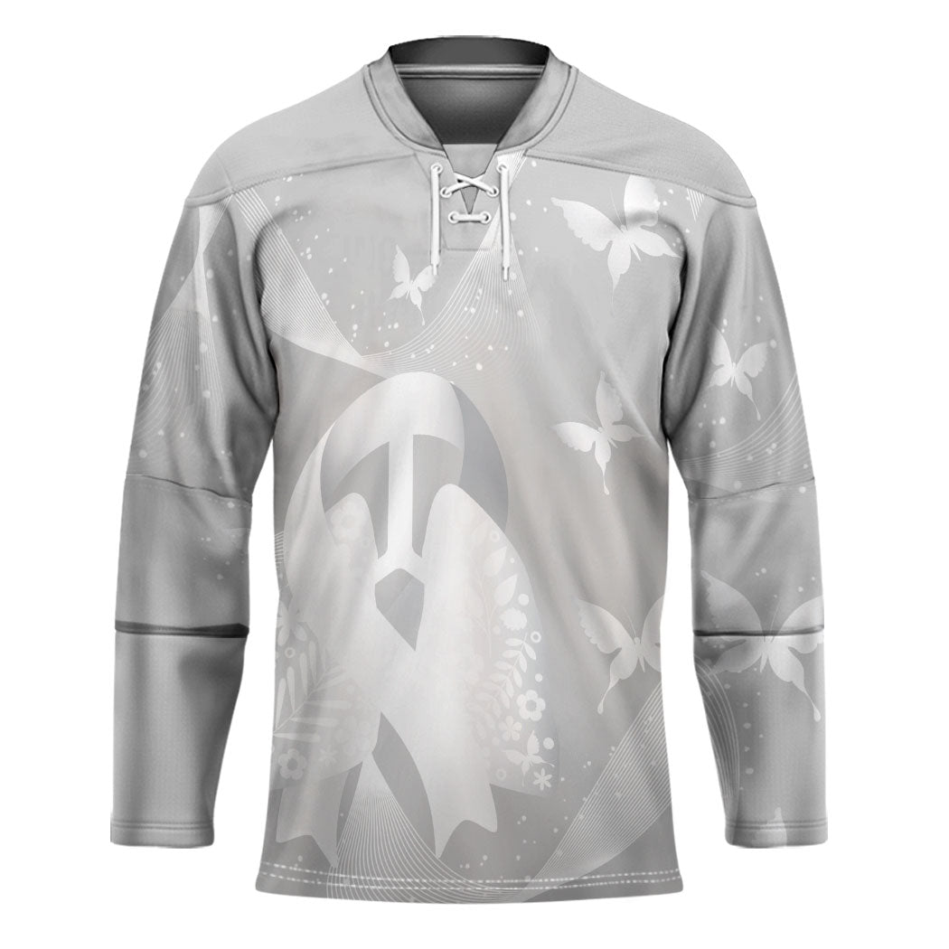 Australia Lung Cancer Support Personalised Hockey Jersey Butterfly White Ribbon Art