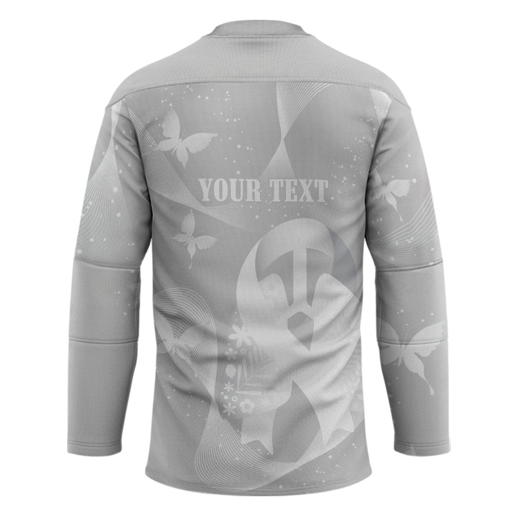 Australia Lung Cancer Support Personalised Hockey Jersey Butterfly White Ribbon Art