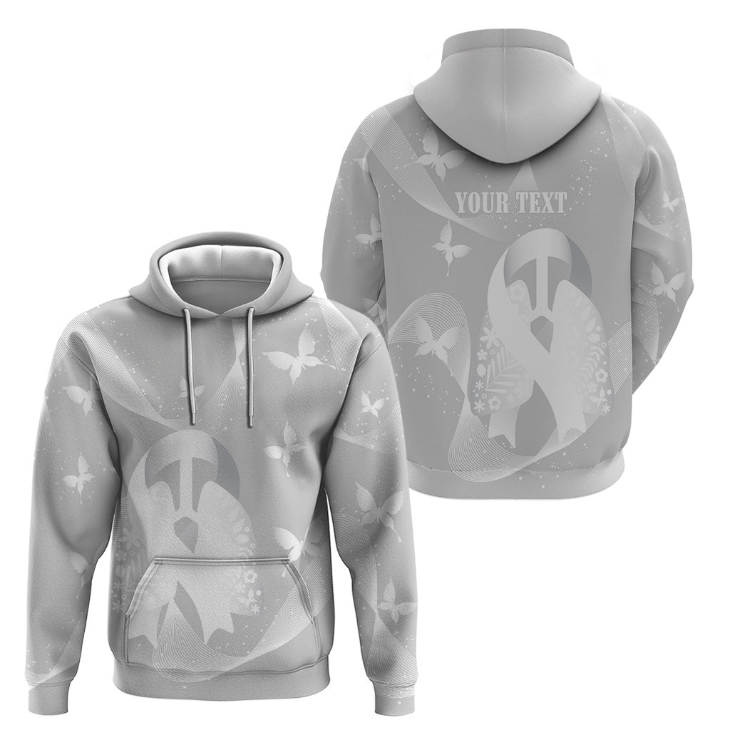 Australia Lung Cancer Support Personalised Hoodie Butterfly White Ribbon Art