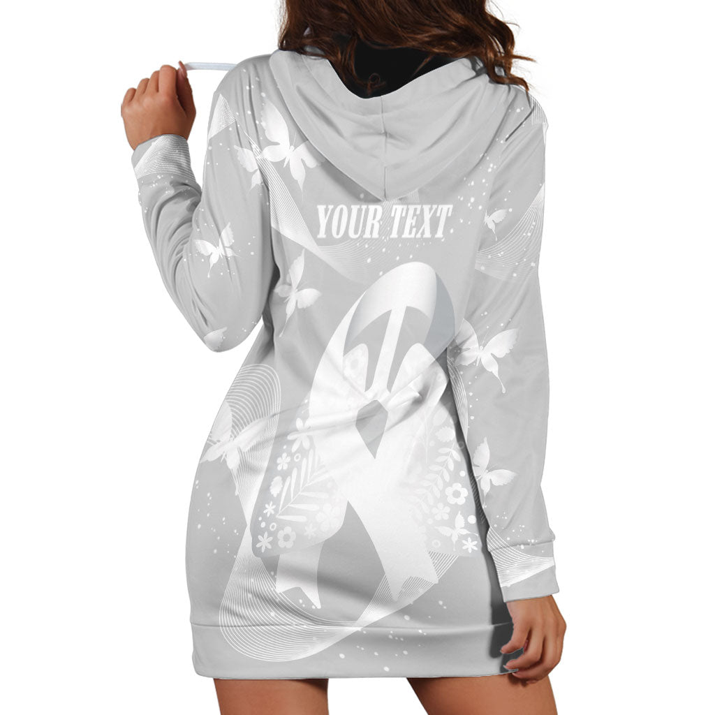 Australia Lung Cancer Support Personalised Hoodie Dress Butterfly White Ribbon Art