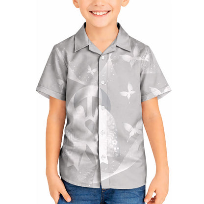 Australia Lung Cancer Support Personalised Kid Hawaiian Shirt Butterfly White Ribbon Art