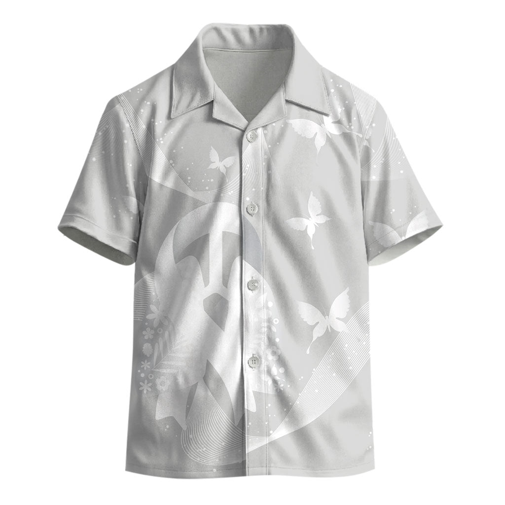 Australia Lung Cancer Support Personalised Kid Hawaiian Shirt Butterfly White Ribbon Art