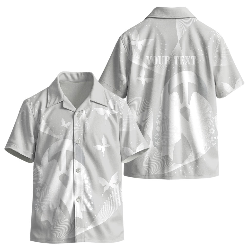 Australia Lung Cancer Support Personalised Kid Hawaiian Shirt Butterfly White Ribbon Art