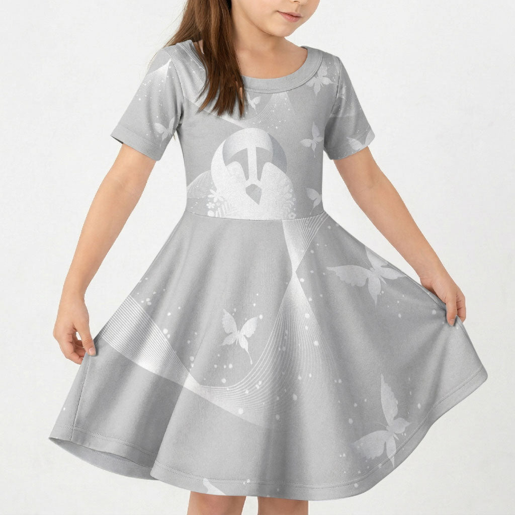 Australia Lung Cancer Support Personalised Kid Short Sleeve Dress Butterfly White Ribbon Art
