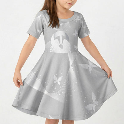 Australia Lung Cancer Support Personalised Kid Short Sleeve Dress Butterfly White Ribbon Art