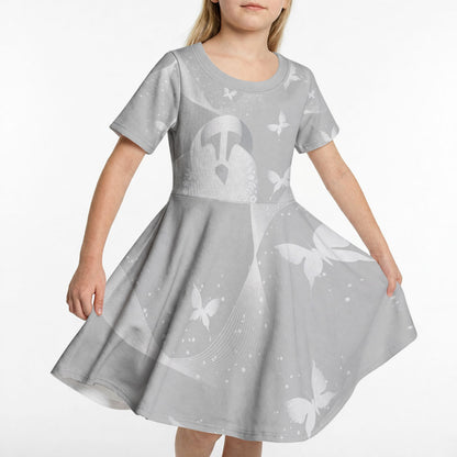 Australia Lung Cancer Support Personalised Kid Short Sleeve Dress Butterfly White Ribbon Art