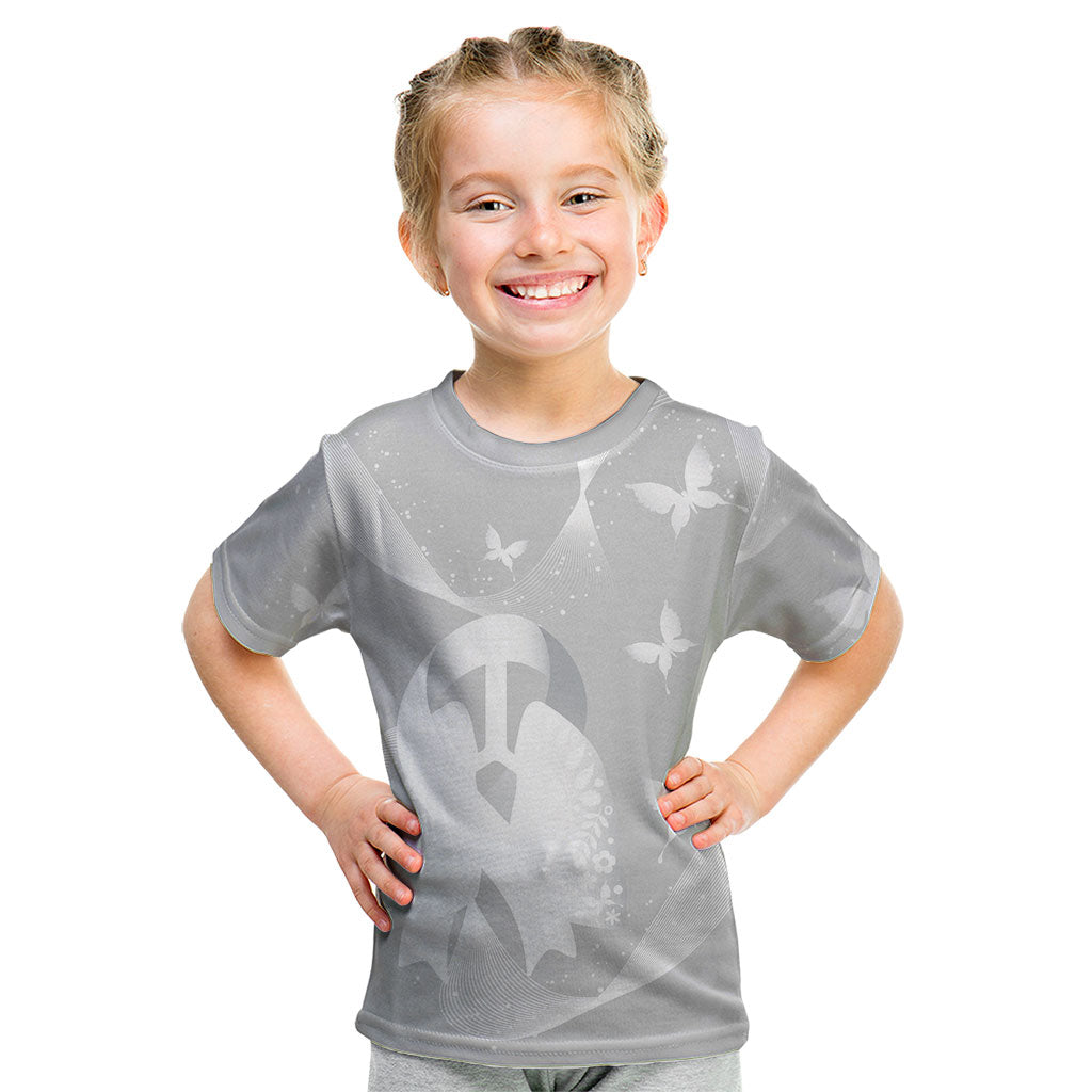 Australia Lung Cancer Support Personalised Kid T Shirt Butterfly White Ribbon Art