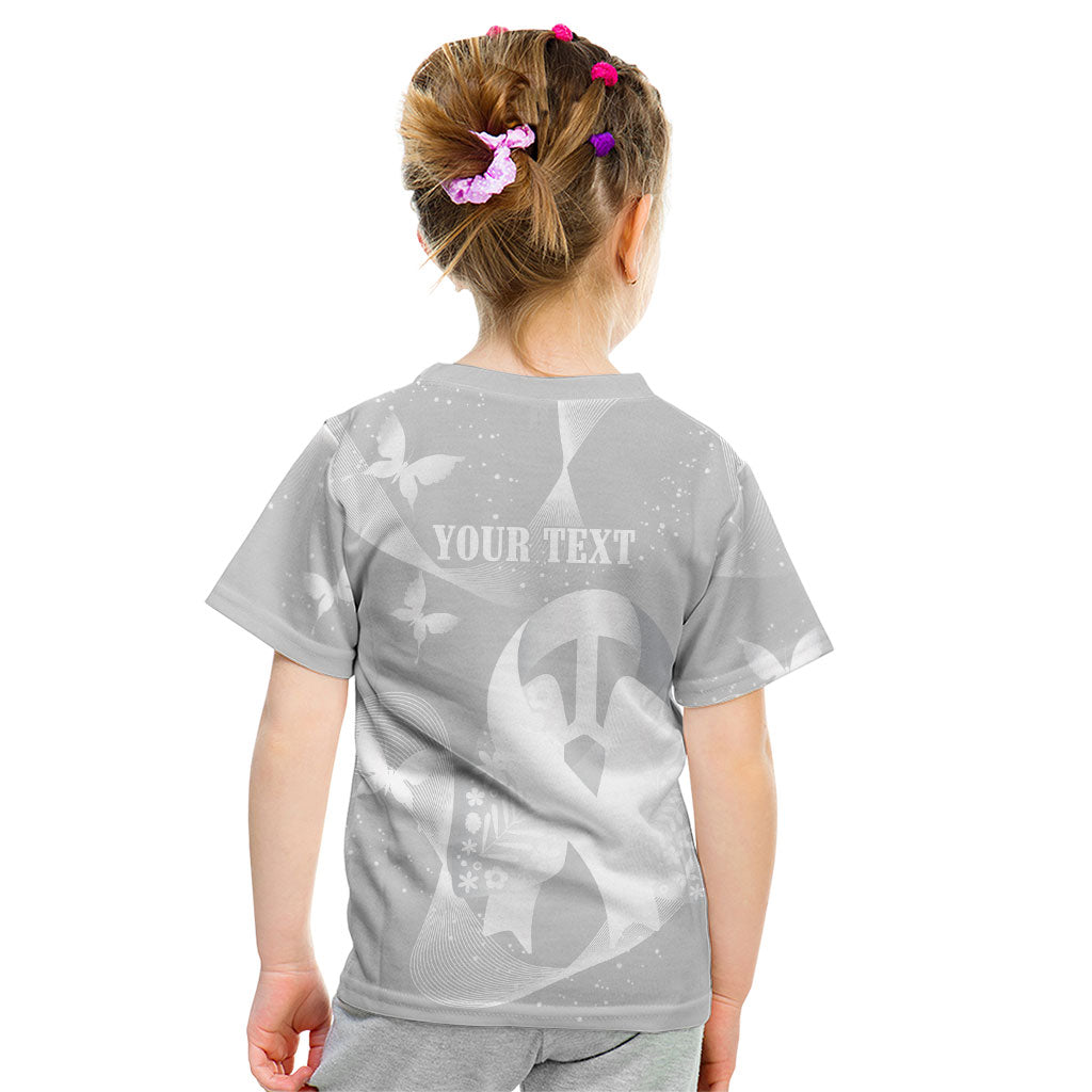 Australia Lung Cancer Support Personalised Kid T Shirt Butterfly White Ribbon Art