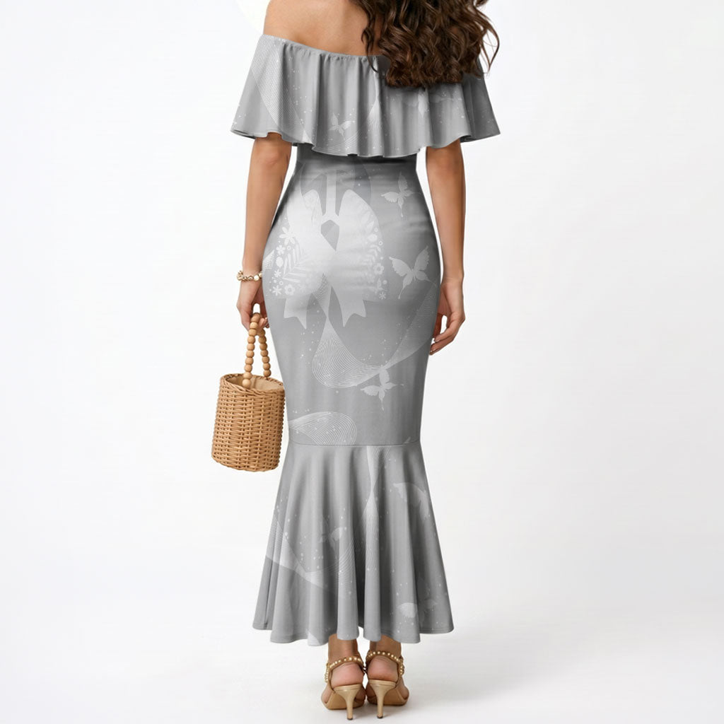Australia Lung Cancer Support Personalised Mermaid Dress Butterfly White Ribbon Art