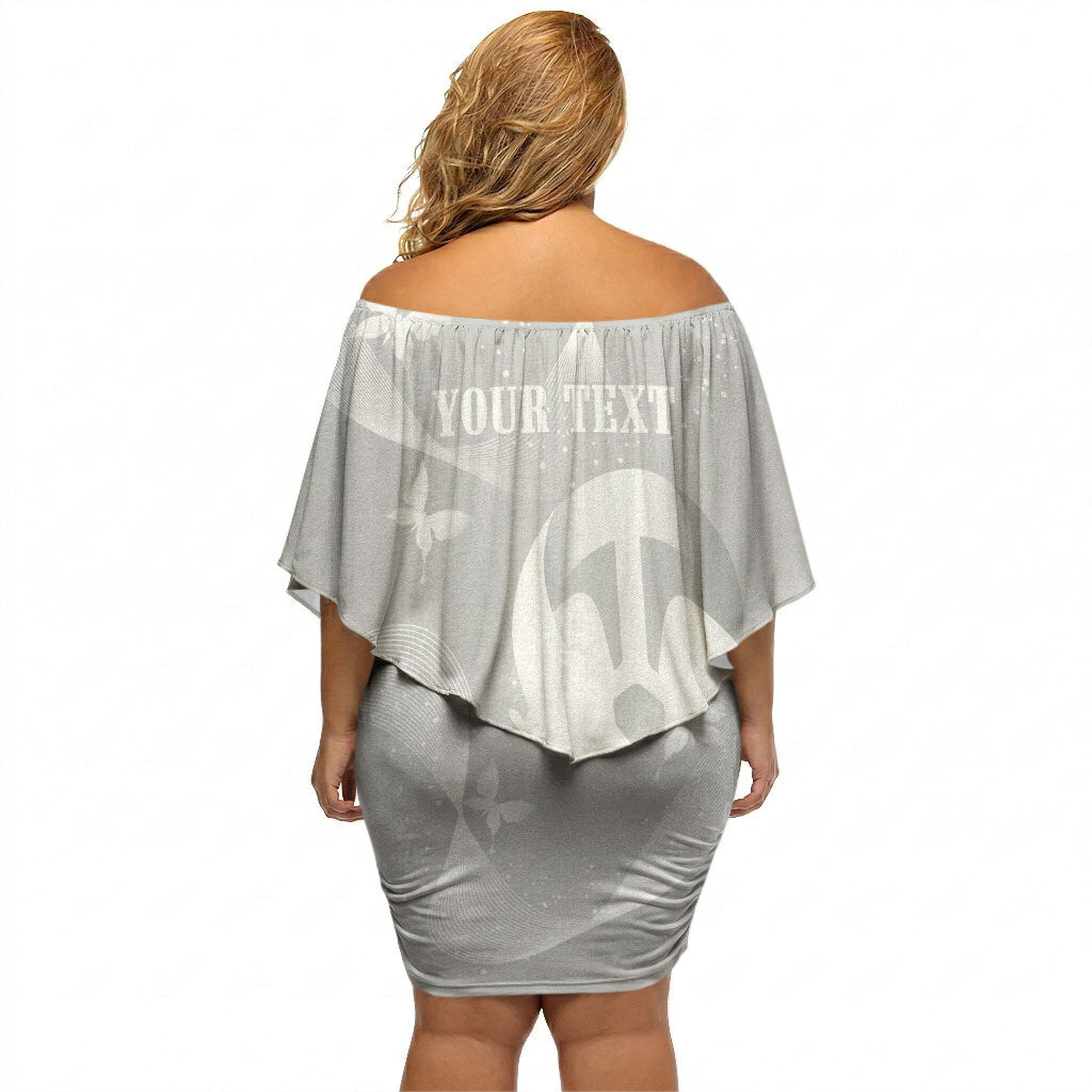 Australia Lung Cancer Support Personalised Off Shoulder Short Dress Butterfly White Ribbon Art