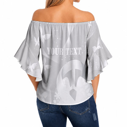 Australia Lung Cancer Support Personalised Off Shoulder Wrap Waist Top Butterfly White Ribbon Art