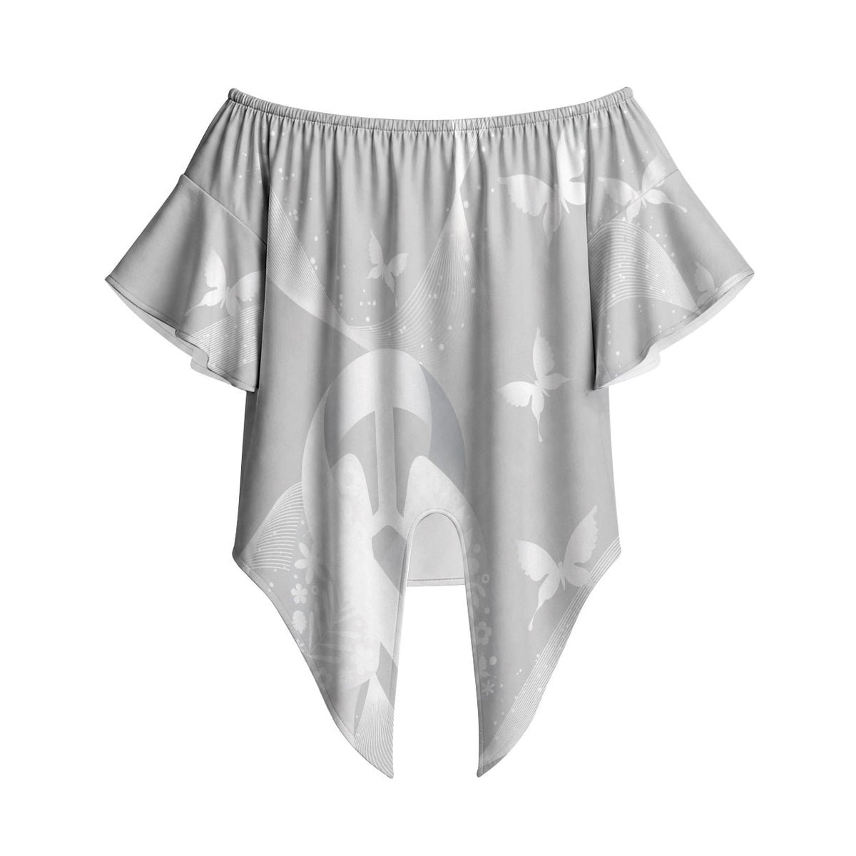 Australia Lung Cancer Support Personalised Off Shoulder Wrap Waist Top Butterfly White Ribbon Art