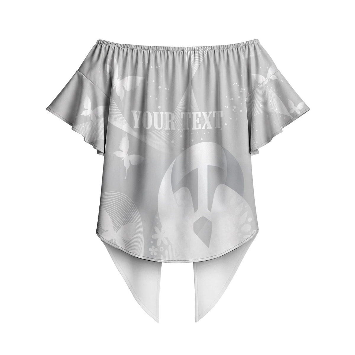 Australia Lung Cancer Support Personalised Off Shoulder Wrap Waist Top Butterfly White Ribbon Art