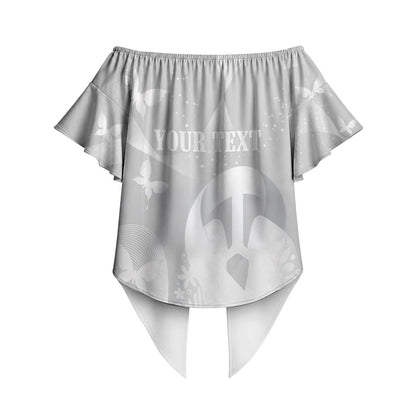 Australia Lung Cancer Support Personalised Off Shoulder Wrap Waist Top Butterfly White Ribbon Art