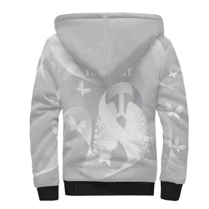 Australia Lung Cancer Support Personalised Sherpa Hoodie Butterfly White Ribbon Art