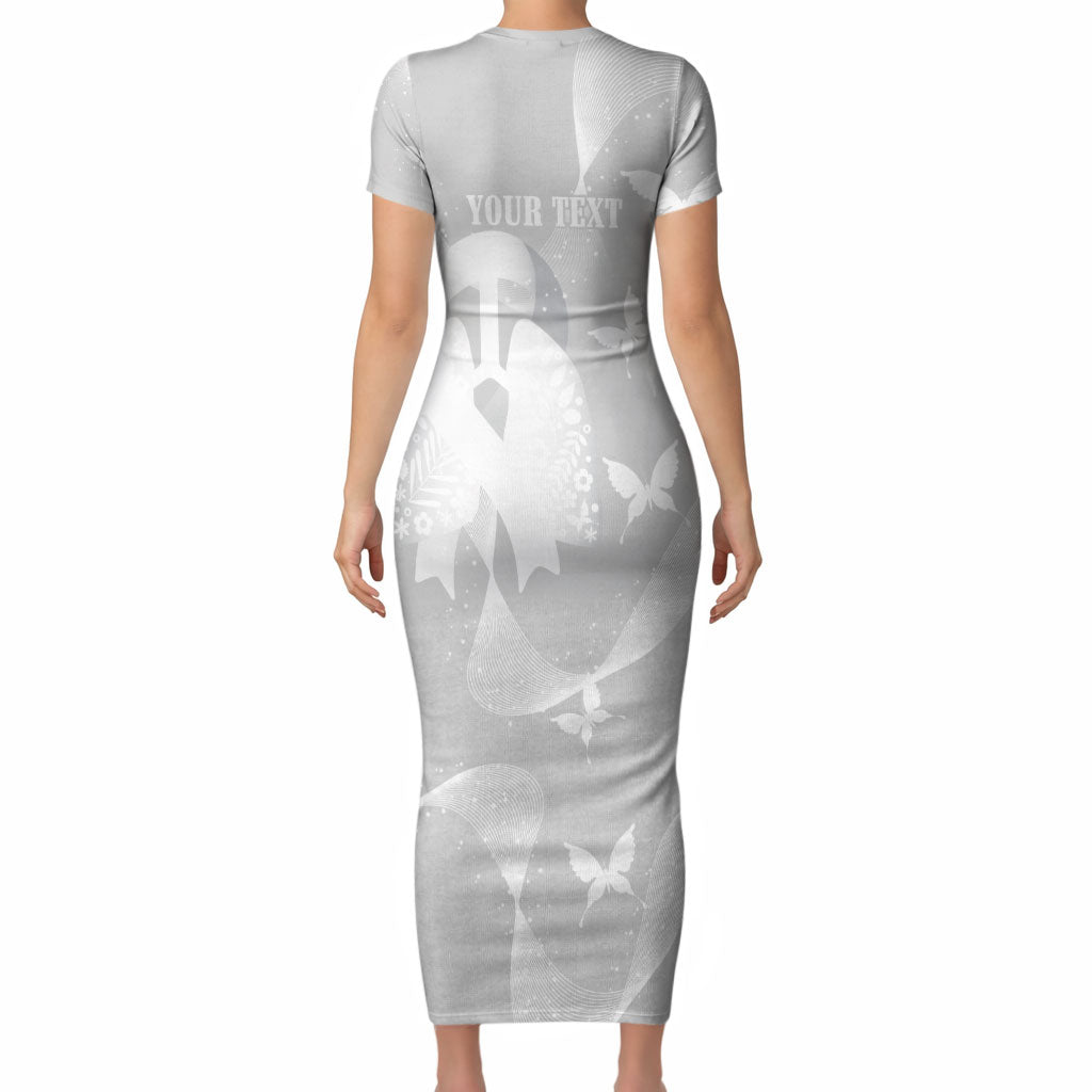 Australia Lung Cancer Support Personalised Short Sleeve Bodycon Dress Butterfly White Ribbon Art