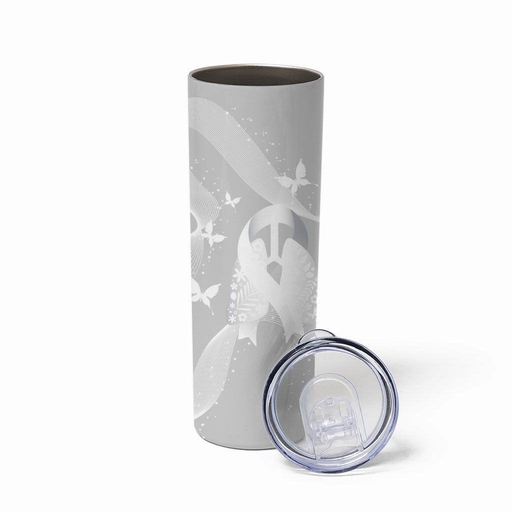Australia Lung Cancer Support Personalised Skinny Tumbler Butterfly White Ribbon Art