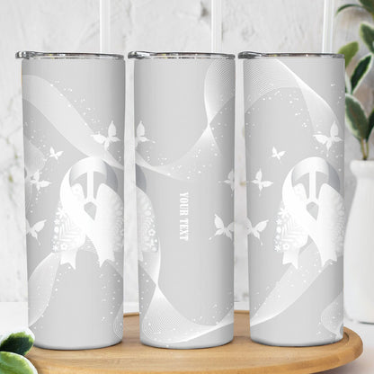 Australia Lung Cancer Support Personalised Skinny Tumbler Butterfly White Ribbon Art