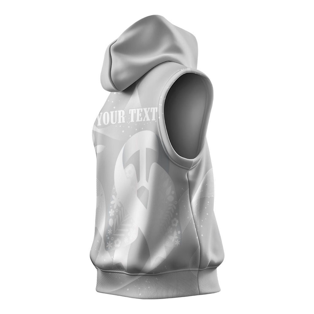 Australia Lung Cancer Support Personalised Sleeveless Hoodie Butterfly White Ribbon Art