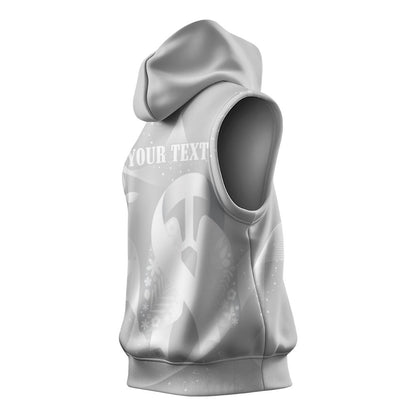 Australia Lung Cancer Support Personalised Sleeveless Hoodie Butterfly White Ribbon Art