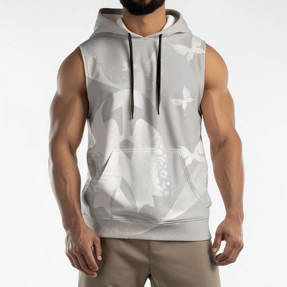Australia Lung Cancer Support Personalised Sleeveless Hoodie Butterfly White Ribbon Art