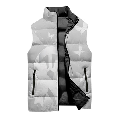 Australia Lung Cancer Support Personalised Sleeveless Puffer Jacket Butterfly White Ribbon Art