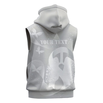 Australia Lung Cancer Support Personalised Sleeveless Zip Hoodie Butterfly White Ribbon Art