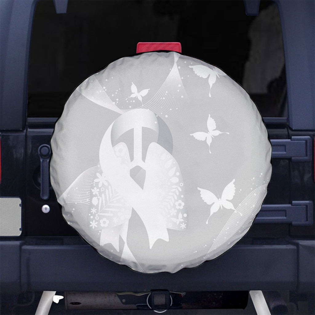 Australia Lung Cancer Support Spare Tire Cover Butterfly White Ribbon Art