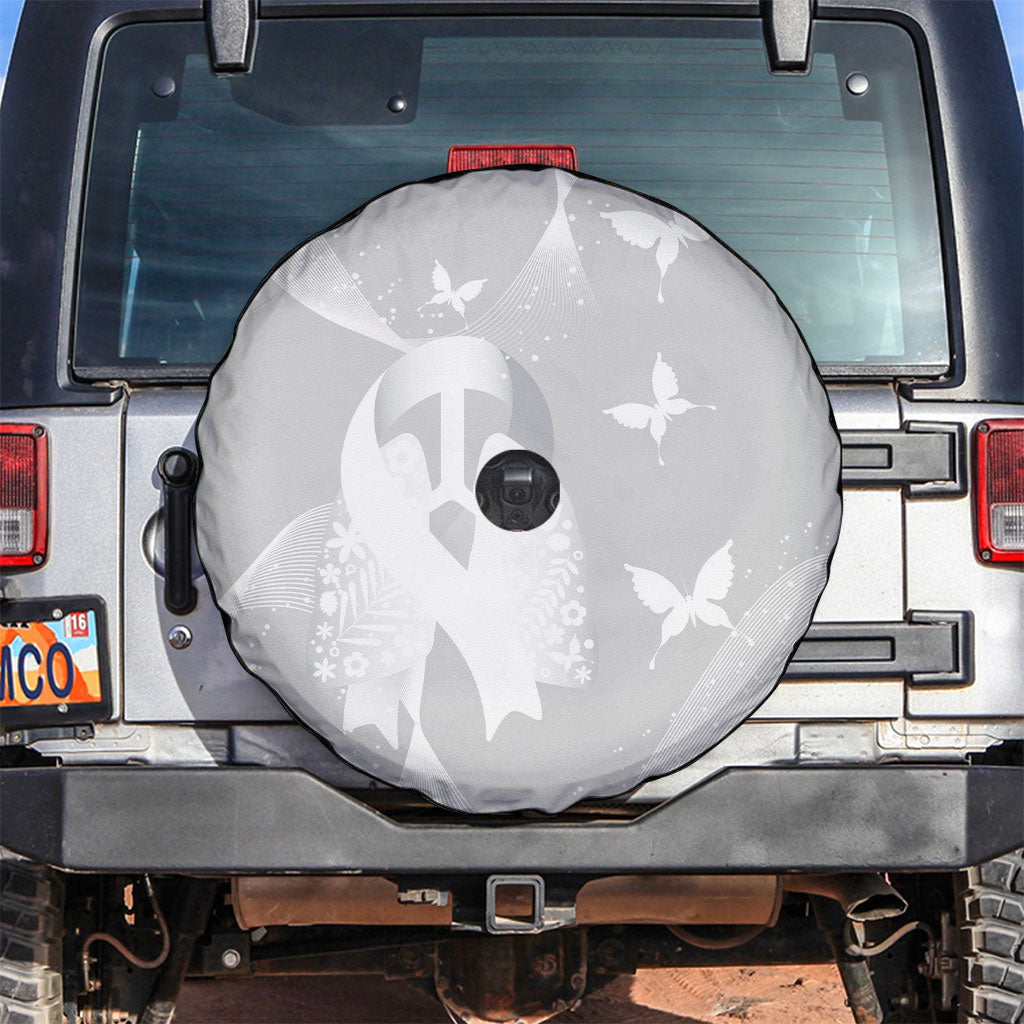 Australia Lung Cancer Support Spare Tire Cover Butterfly White Ribbon Art