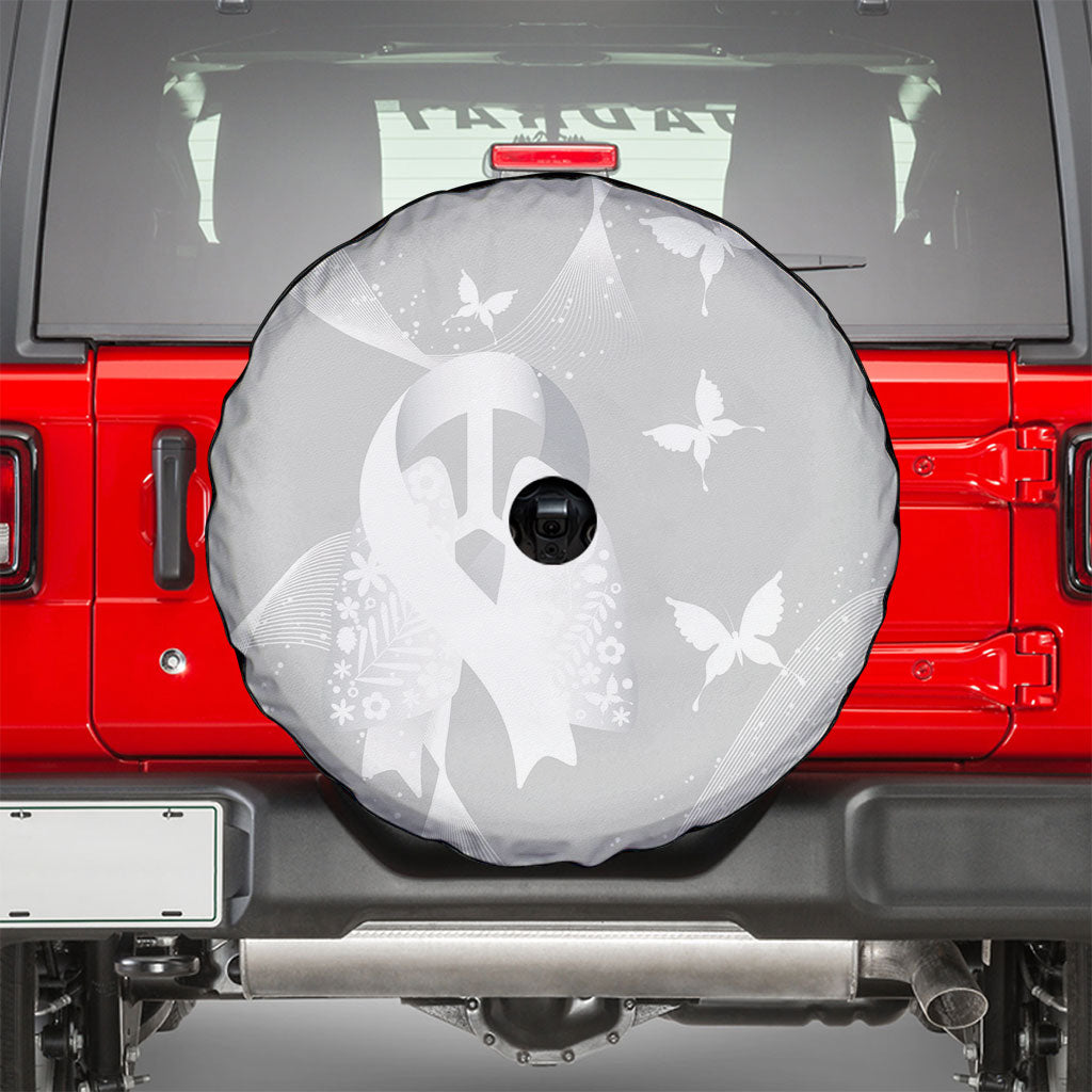 Australia Lung Cancer Support Spare Tire Cover Butterfly White Ribbon Art