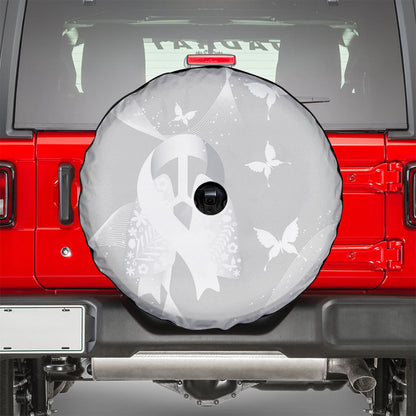 Australia Lung Cancer Support Spare Tire Cover Butterfly White Ribbon Art
