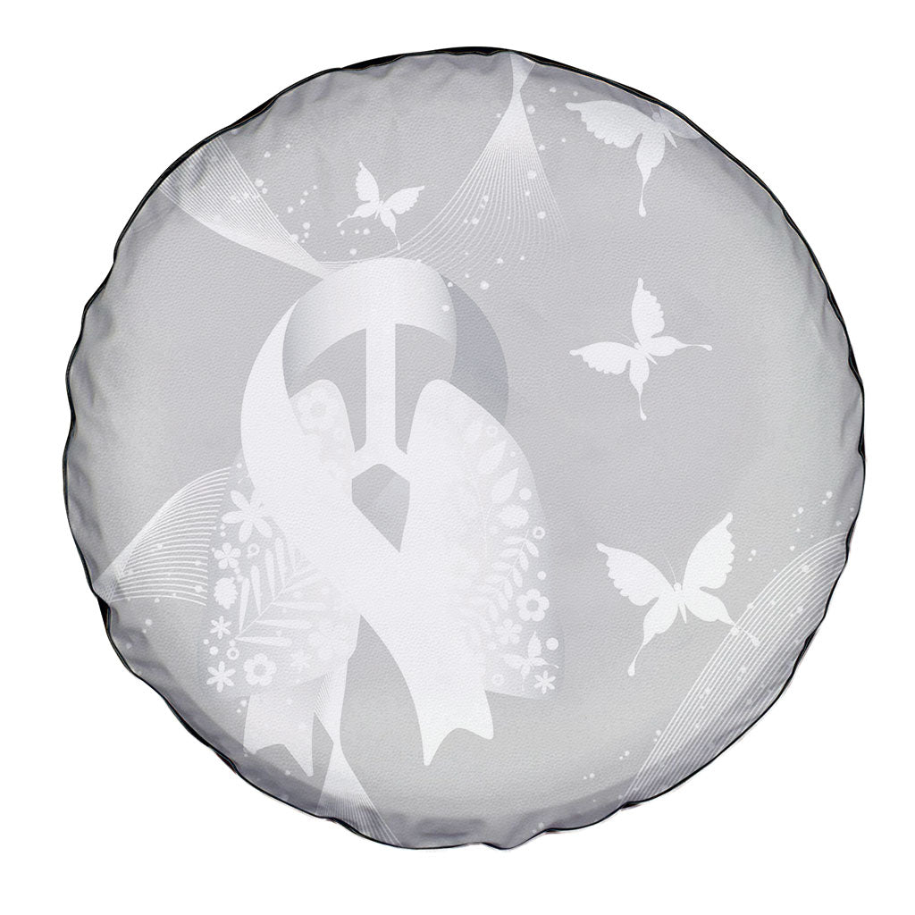Australia Lung Cancer Support Spare Tire Cover Butterfly White Ribbon Art