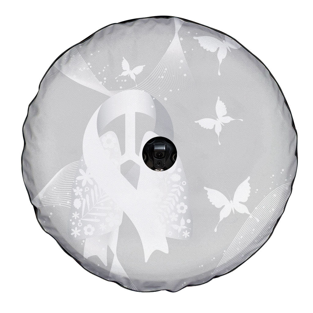 Australia Lung Cancer Support Spare Tire Cover Butterfly White Ribbon Art