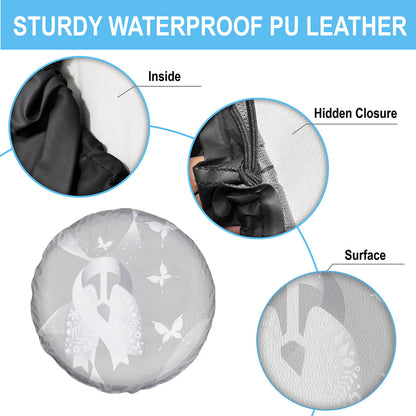 Australia Lung Cancer Support Spare Tire Cover Butterfly White Ribbon Art