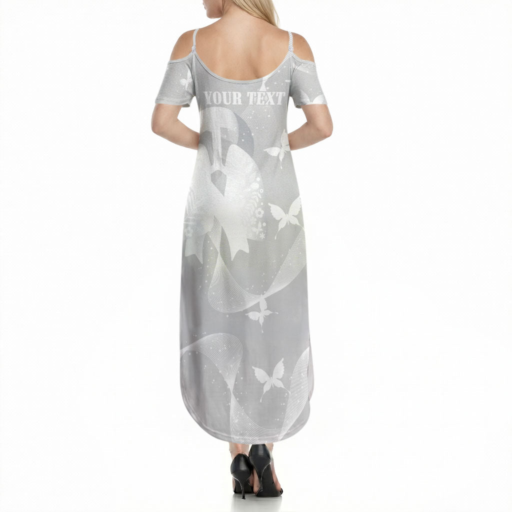 Australia Lung Cancer Support Personalised Summer Maxi Dress Butterfly White Ribbon Art
