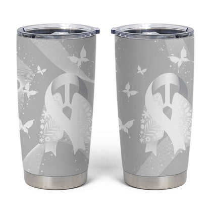Australia Lung Cancer Support Personalised Tumbler Cup Butterfly White Ribbon Art