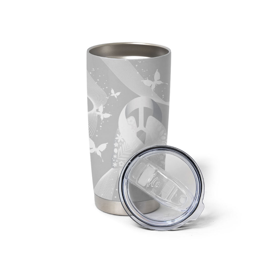 Australia Lung Cancer Support Personalised Tumbler Cup Butterfly White Ribbon Art