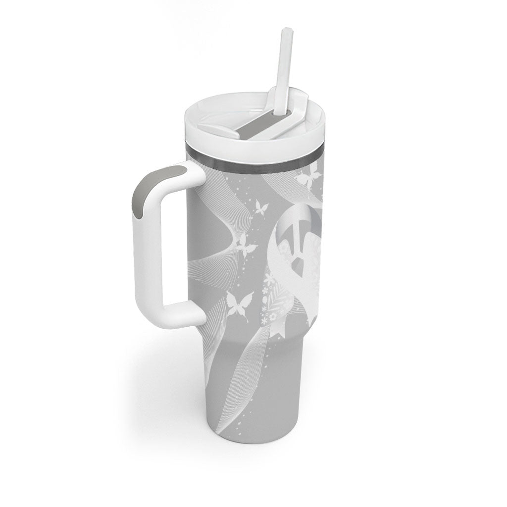 Australia Lung Cancer Support Personalised Tumbler With Handle Butterfly White Ribbon Art