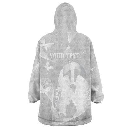 Australia Lung Cancer Support Personalised Wearable Blanket Hoodie Butterfly White Ribbon Art