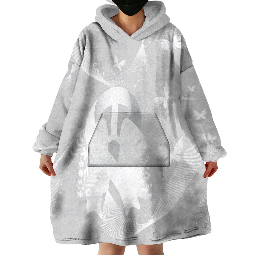 Australia Lung Cancer Support Personalised Wearable Blanket Hoodie Butterfly White Ribbon Art