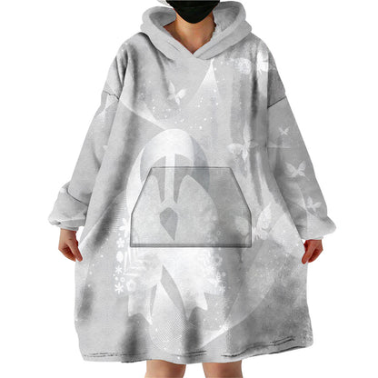 Australia Lung Cancer Support Personalised Wearable Blanket Hoodie Butterfly White Ribbon Art