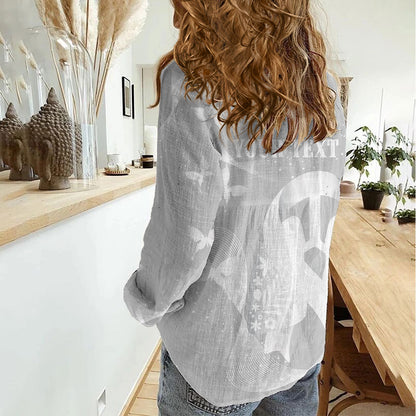 Australia Lung Cancer Support Personalised Women Casual Shirt Butterfly White Ribbon Art