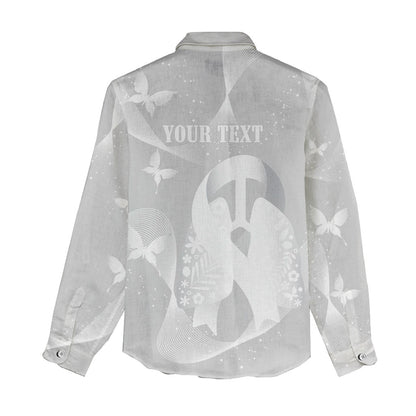Australia Lung Cancer Support Personalised Women Casual Shirt Butterfly White Ribbon Art