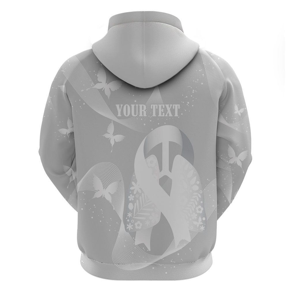 Australia Lung Cancer Support Personalised Zip Hoodie Butterfly White Ribbon Art